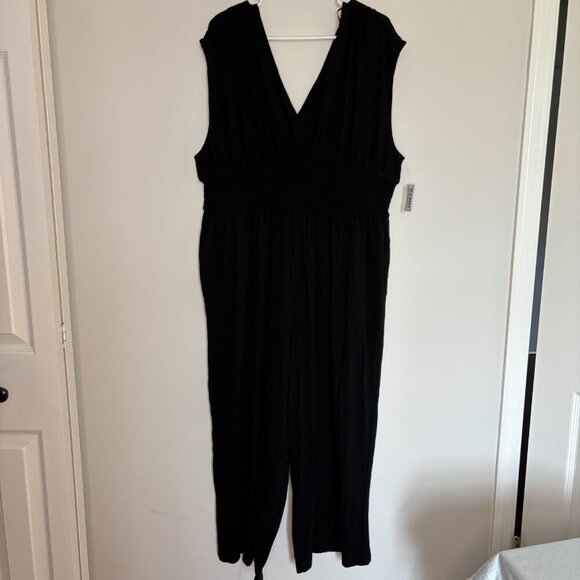 OLD NAVY NEW Sleeveless Romper Women Petite XXL Black Stretch Soft Cinched Waist - Picture 1 of 7
